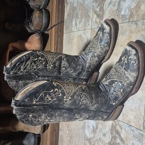 Women's Circle G Corral L5078 Boots Black Brown 8M